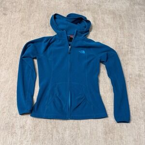 The North Face Womens TKA 100 Glacier Full Zip Fleece Hoodie Blue Small